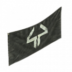 Thick44の旗（黒・壁掛け・上）