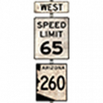 道路標識「AZ 73 南へ 制限速度65」